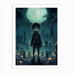 Boy In The Cemetery 1 Art Print