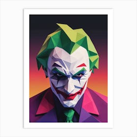 Joker Portrait Low Poly Geometric (23) Art Print