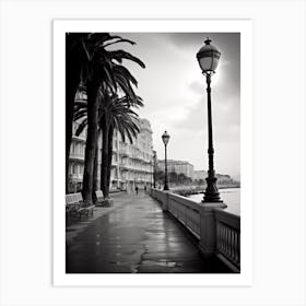 Nice, France, Mediterranean Black And White Photography Analogue 7 Art Print