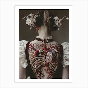 Woman'S Back with embroidery organs Art Print