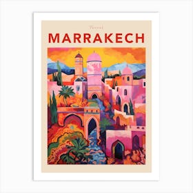 Marrakech Morocco 3 Fauvist Travel Poster Art Print