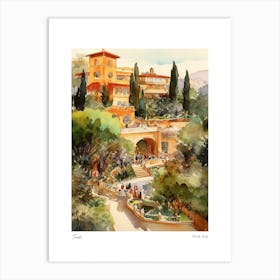 Tivoli, Italy 4 Watercolour Travel Poster Art Print