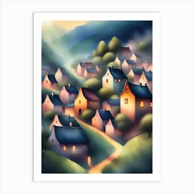 Village In The Mountains Art Print