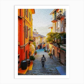 Empty Alley Of Traditional Village, Italy Art Print