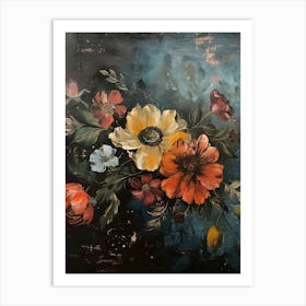 Vintage Floral and Botanicals Dark and Moody Art Print