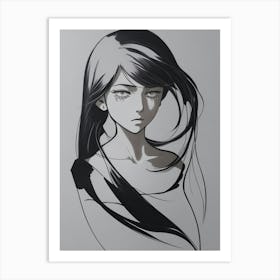 Anime Girl With Long Hair Art Print