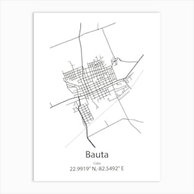 Bauta,Cuba Minimalist Map Art Print