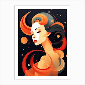 Unveiling Her Muse: Abstract Womanly Whispers Art Print