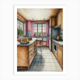 Kitchen Drawing Art Print