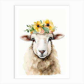 Baby Blacknose Sheep Flower Crown Bowties Animal Nursery Wall Art Print (15) Art Print