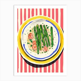 A Plate Of Leeks, Top View Food Illustration 3 Art Print