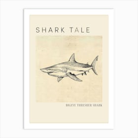 Bigeye Thresher Shark Vintage Illustration 5 Poster Art Print