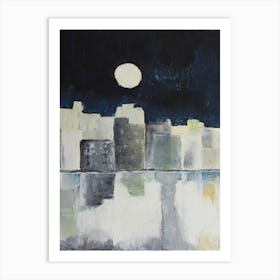 Full Moon Over The City 1 Art Print