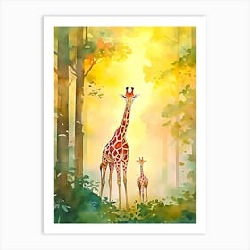 Giraffes In The Forest Art Print