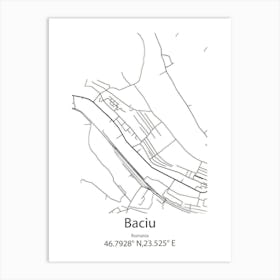 Baciu,Romania Minimalist Map Art Print