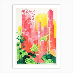 Butchart Gardens Abstract Riso Style 1 Art Print