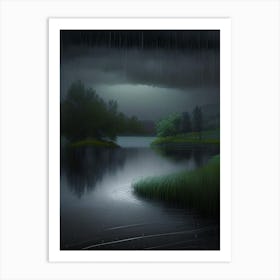 Rain Water Landscapes Waterscape Crayon 2 Art Print