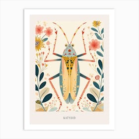 Colourful Insect Illustration Katydid 14 Poster Art Print