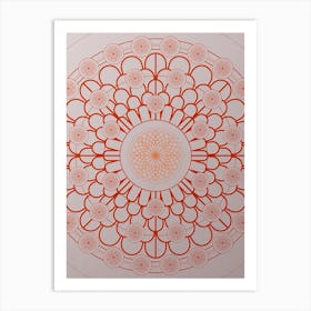 Geometric Abstract Glyph Circle Array in Tomato Red n.0121 Art Print