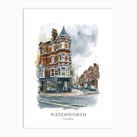 Wandsworth London Borough   Street Watercolour 3 Poster Art Print