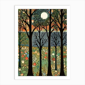 William Morris Moonlight In The Woods 9 Art Print