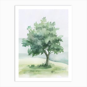 Olive Tree Atmospheric Watercolour Painting 2 Art Print