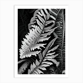 Japanese Painted 1 Fern Linocut Art Print