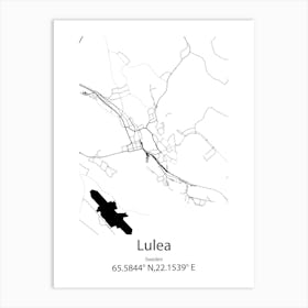 Lulea,Sweden Minimalist Map Art Print