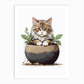 Cat In A Pot Art Print