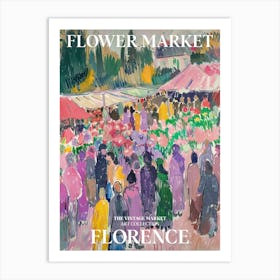 Vintage Flower Market Painting Florence Italy 4 Art Print