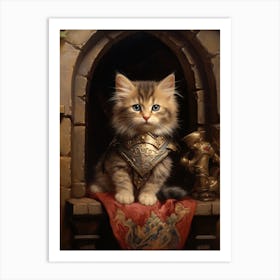 Cute Kitten In Medieval Armour Art Print