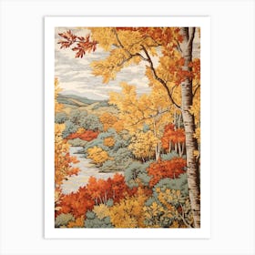 River Birch 2 Vintage Autumn Tree Print  Art Print