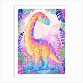 Rainbow Edmontosaurus Dinosaur 2 Art Print