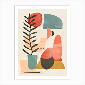 Abstract Plant and Shapes Art Print