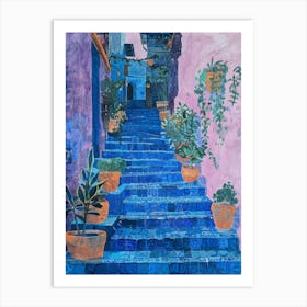 Blue Stairs In Morocco 1 Art Print