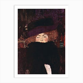 Dame Mit Hut Und Federboa, Gustav Klimt Art Print