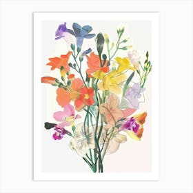 Freesia 1 Collage Flower Bouquet Art Print