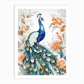 Peacock watercolor Art Print