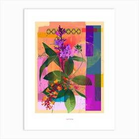 Lantana 3 Neon Flower Collage Poster Art Print