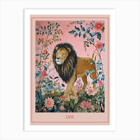 Floral Animal Painting Lion 3 Poster Art Print