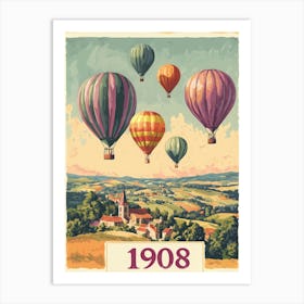 Aihrgdesign A Vintage Travel Poster Of A 1908 Hot Air Balloon D2ad81e6 8a1c 4aba 83d5 E019b5c935c4 3 Art Print