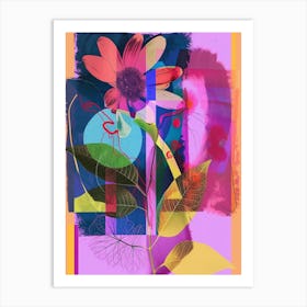 Cineraria 1 Neon Flower Collage Art Print