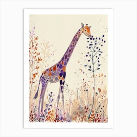 Giraffe In The Branches Watercolour Inspired 2 Art Print