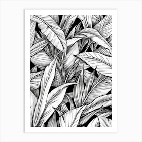 Seamless Pattern Of Tropical Leaves 2 Art Print