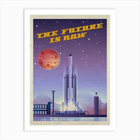 The Future is Now, SpaceX Falcon Heavy — Vintage retro space poster, retrofuturism poster, retro space, propaganda poster Art Print