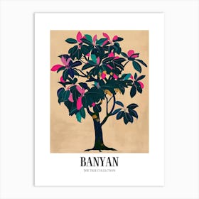 Banyan Tree Colourful Illustration 4 Poster Art Print