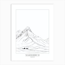 Masherbrum Pakistan Line Drawing 6 Poster Art Print