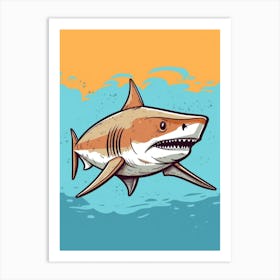 A Tiger Shark In A Vintage Cartoon Style 2 Art Print