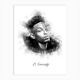 21 Savage Drawing Art Print