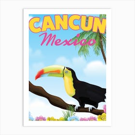 Cancun Mexico Toucan Travel poster Art Print